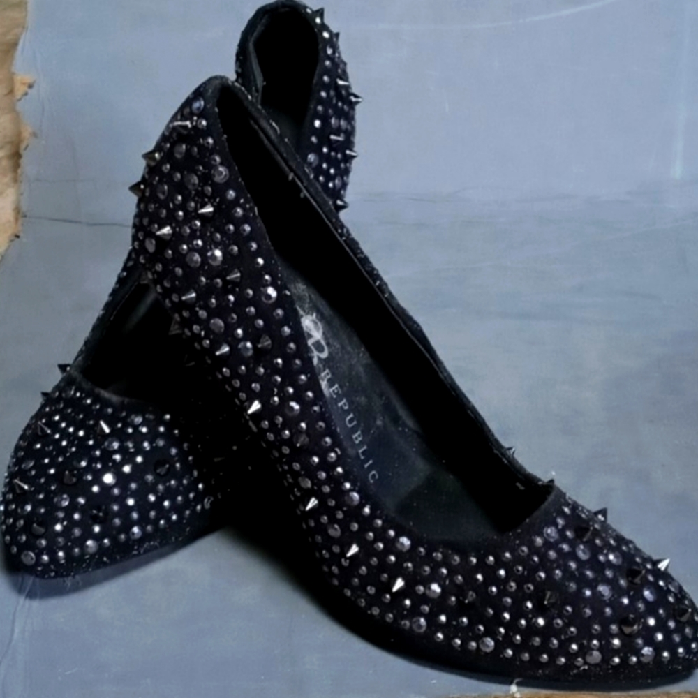 Women's black studded heels